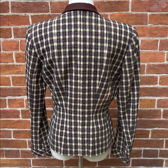 1970s Gingham Brown Yellow Blazer - Picture 6 of 8